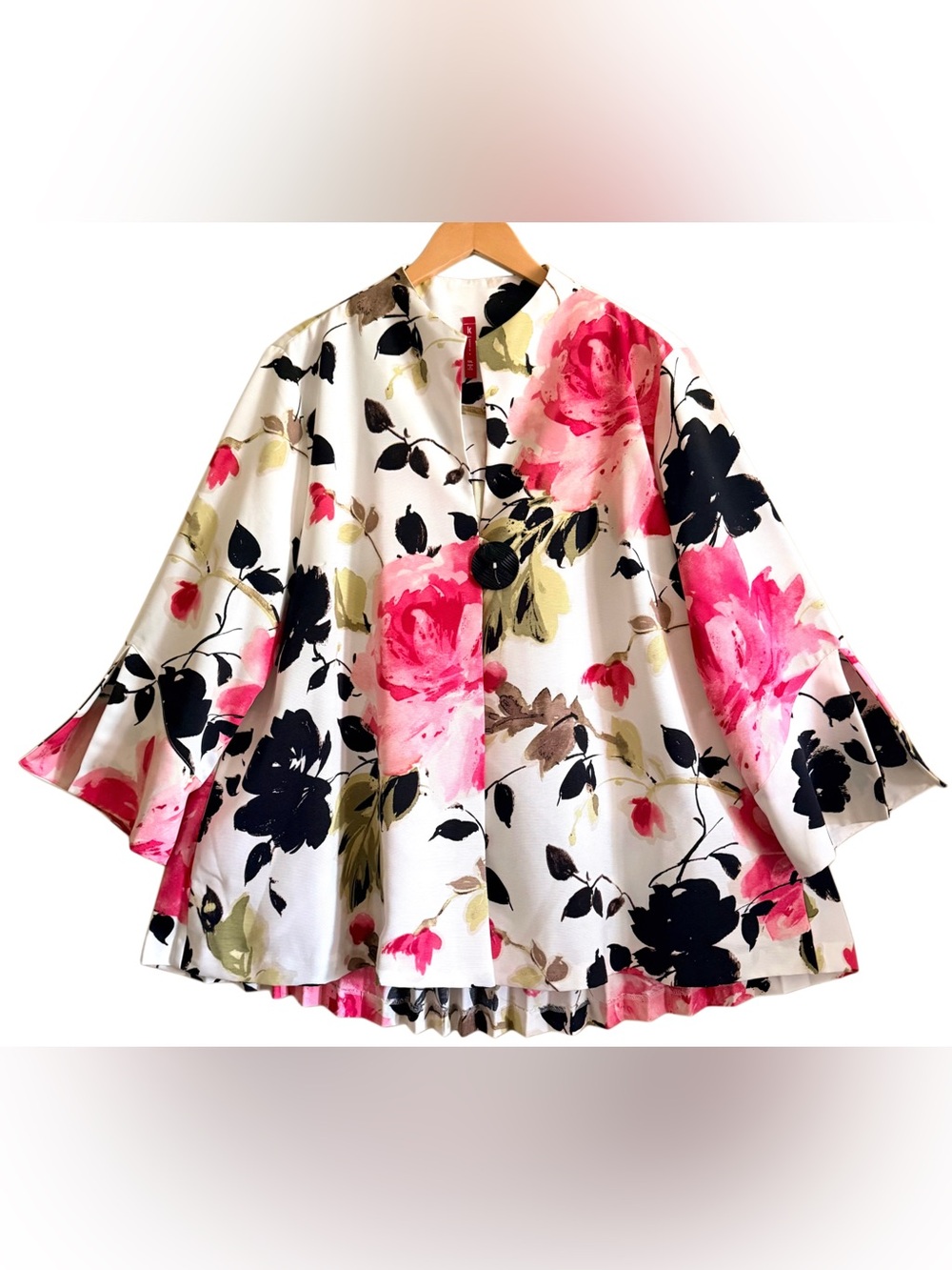 IC By Connie K Elegant Feminine Shabby Chic Lagenlook Colorful Floral Jacket XXL